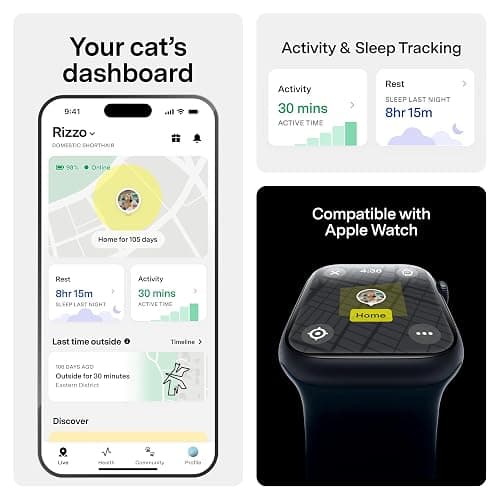 Fi Mini GPS Tracker for Cats — Lightweight Collar Attachment, Virtual Fences, Escape Alerts, Step & Health Tracking, Waterproof Cat Tracker — 6-Month Membership Included thumbnail 3