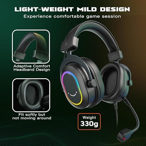 FIFINE Gaming Headset for PC-Wired Headphones with Microphone-7.1 Surround Sound Computer USB Headset for Laptop, Streaming Headphones on PS4/PS5, with EQ Mode, RGB, Soft Ear Pads - AmpliGame H6 thumbnail 8