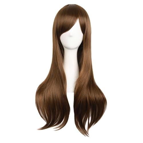MapofBeauty 28"/70cm Women Side Bangs Long Curly Hair Cosplay Wig(Brown) - Image 1