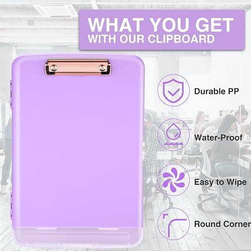 Sooez Clipboard with Storage, High Capacity Nursing Clipboard with Pen Holder, Clip Boards 8.5x11 with Storage, Low-Profile Clip, Lightweight Plastic Clipboard for Teachers, Lawers, Office Workers thumbnail 4
