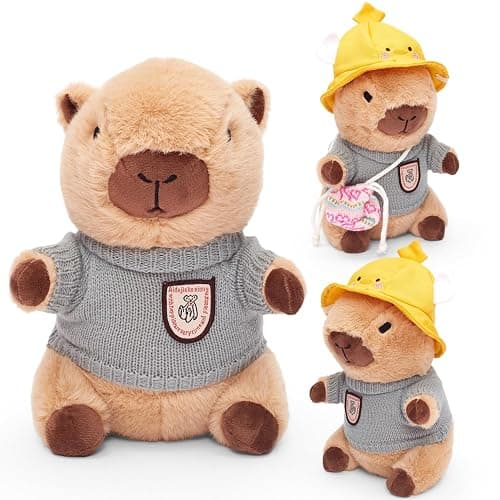 WESOPAN Capybara Plush Toy, Cute Stuffed Animals Kawaii Capibara Plush Pillow Christmas Birthday Easter Valentine's Day Gift for Kids Boys Girls (10 PCS) thumbnail 3