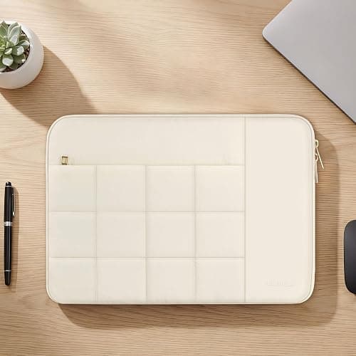 HSUWQLK Laptop Case 13.3 inch,13-13.3 inch Puffy Laptop Sleeve Compatible with MacBook Neo/Air 13 13.6/Pro 13/Pro 14,HP Dell ASUS Lenovo,Twelve Square Quilted Bag with Vertical&Horizontal Pockets,Sand thumbnail 7