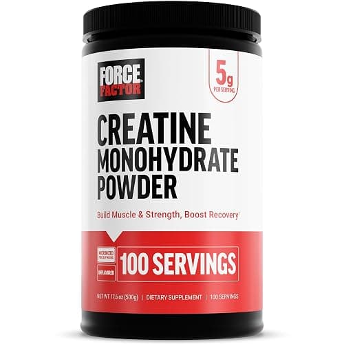 Force Factor Creatine Monohydrate Micronized Powder 500G, 5g Dose to Support Muscle Growth, Strength, Recovery, Cognitive Health & Memory, Unflavored, 100 Servings, 17.6 Oz - Image 1