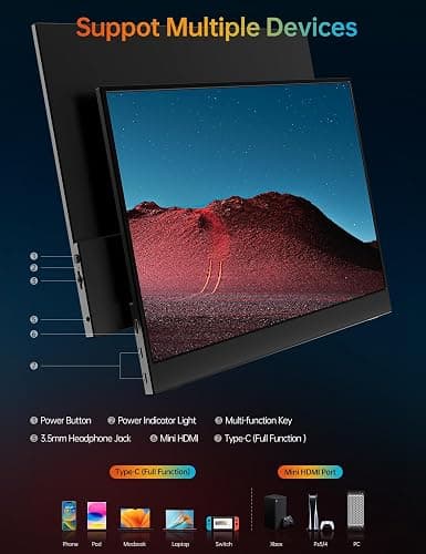 VILVA Portable-Monitor-for-Laptop - 15.6'' 1080P FHD IPS Display USB-C HDMI Portable Monitor for Laptop with Cover and Speakers External Monitor for Laptop/PC/Mac/Phone/Xbox Switch/PS4/ thumbnail 7