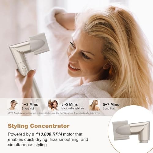 7MAGIC 7-in-1 Hot Air Styler, Hair Styler Dryer Brush with Auto-Wrap Curlers, High-Speed Hair Dryer for Fast Drying, Volumizing & Straightening, Travel Case Included, Champagne Gold thumbnail 4