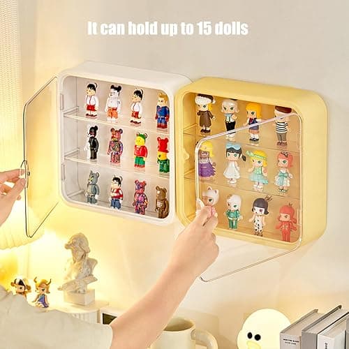 Wall Mount Display Case for Figures - Space Saving & Adjustable Acrylic Storage Box with Magnetic Door, Dustproof & Moisture Proof for Lego Pop Mart Action Figures (Pink) thumbnail 5