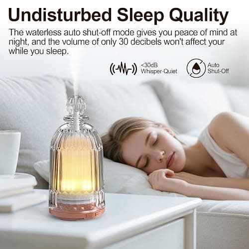 DOUDING 120ml Glass Essential Oil Diffuser, Ultrasonic Aroma Diffuser Glass Cover & Plastic Reservoir with Auto Shut-Off 7 Colors LED Lights for Home Office Bedroom(Bronze Base) - Bronze Base thumbnail 4