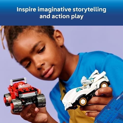 LEGO Sonic The Hedgehog Silver’s Car vs. Knuckles’ Monster Truck Building Toy for Boys & Girls - Racing Playset W/Silver & Knuckles Minifigures for Kids, Ages 8+ - Gift Idea for Birthdays - 77118 thumbnail 4