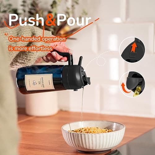 TrendPlain 16oz/470ml Blue Glass Olive Oil Sprayer for Cooking - 2 in 1 Olive Oil Dispenser for Kitchen Gadgets, Air Fryer, Salad, and BBQ - Black thumbnail 6