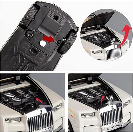 BDTCTK 1/32 Rolls-Royce Phantom Model Car,Zinc Alloy Pull Back Toy car with Sound and Light for Kids Boy Girl Gift (Black) thumbnail 6
