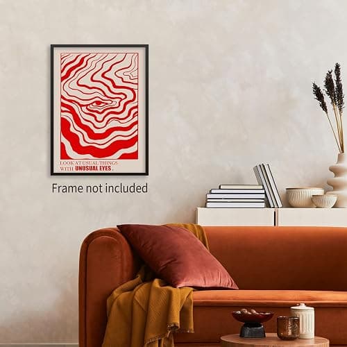 Medpol Retro Red Abstract Eye Canvas Wall Art Vintage Hippie Trippy Poster Affirmation Quotes Wall Decor 60s 70s Psychedelic Quirky Prints for Apartment 12x16 inch Unframed thumbnail 7