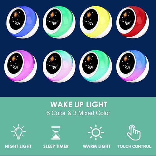 I.CODE Sun & Moon Rise Kids Alarm Clock, Children's Sleep Trainer ,Sleep Sound Machine, Wake Up Light & Night Light ,Teach Kids Day & Night thumbnail 3
