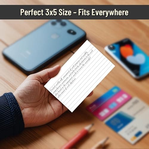 300 Count Index Cards 3 x 5 Inch Ruled White Index Cards, Flash Cards College Ruled for School, College, Office and Home Organization, Durable Study To Do List Note Cards with Ruled Lines thumbnail 4