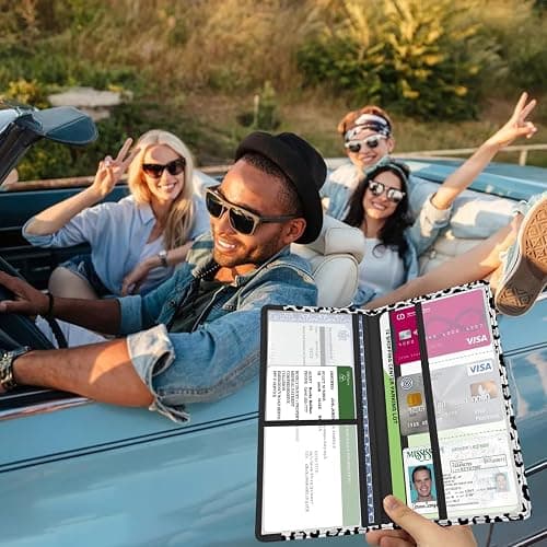 Kakurookie Car Registration and Insurance Holder, with Magnetic Closure for License, Cards and Documents, All Vehicle Needs and Car Accessories (Leopard-White) thumbnail 2