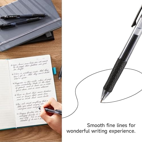 Lineon 46 Pack Black Gel Ink Pens (20 Gel Pens with 26 Refills) Medium Point Retractable Writing Smooth Writing with Comfortable Grip for Office School thumbnail 4
