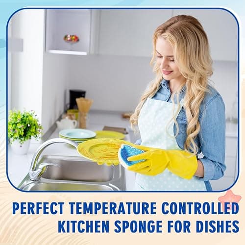 Whaline 8Pcs Starfish Shell Kitchen Sponges Water Absorbing Dish Washing Sponge Summer Sea Snail Starfish Shell Non Scratch Cleaning Scrub Sponges for Summer Home Kitchen Bathroom thumbnail 7
