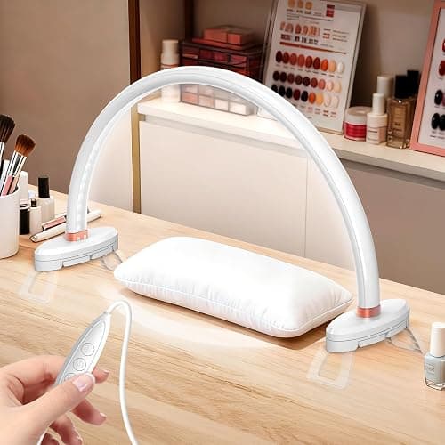 Yokilly Arc Half Moon Light: 16" Half Moon Light with Foldable Bracket for Desk Salon Table Use - No Flicker & Shadow-Free Desk Lamp with Stepless Brightness 3000-6500K for Manicurist Nail Tech - Image 1