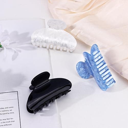 Canitor Hair Claw Clips for Women Acrylic Marbled Hair Clips for Thick Thin Hair Emi Cute Hair Accessories Preppy Teen Girl Gifts Trendy Stuff Black White Blue thumbnail 7