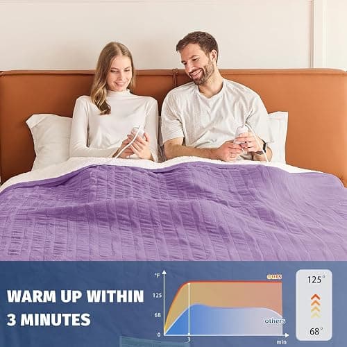 Heated Electric Blanket Queen Size - 84" x 90" Heating Blanket with Dual Control, 10 Heating Levels & 8 Hours Auto Off, Soft Warm Flannel Blanket, Christmas Birthday Gifts for Senior Grandma thumbnail 5