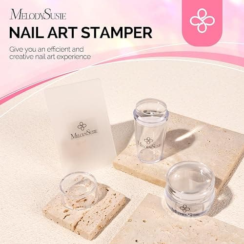 MelodySusie French Nail Stamper Kit, French Tip Tool, 4PCS, Clear | 2 Clear Silicone Stampers, 2 Scrapers, Secure-Fit Heads, French Manicure Stamp, Nail Stamp, DIY Manicure, Home & Salon thumbnail 8