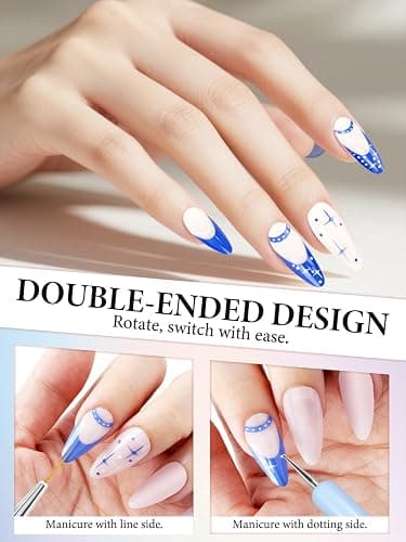 YOOVR 10 Pcs Nail Art Brushes Set, Nail Dotting Tools, French Tip Tool, Nail Art Deign Tools with Builder Gel Brush Polish Extension Brush Thin Liner Detail Painting Brushes, Nail Tech Supplies Kit thumbnail 6