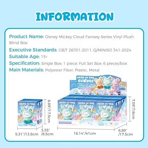 MINISO Disney Mickey Cloud Fantasy Series Vinyl Plush Blind Box - Toys for Bag Decoration, Holiday Birthday Surprises Gifts Collectibles for Friends and Family, Single Box thumbnail 3