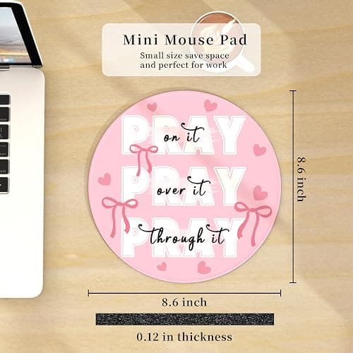 Hancynir Inspirational Quote Mouse Pad for Desk, Cute Bows Heart Small Mousepad with Non-Slip Base, Round Mouse Pads for Laptop Gaming, Computer Mouse Mat for Desk Accessories Office Decor Supplies thumbnail 3