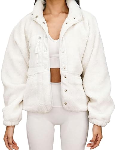 Aoang Womens Winter Coats Casual Lapel Long Sleeve Fleece Faux Fur Jacket - Image 1