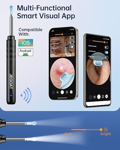 Jegoat Ear Wax Removal, Ear Wax Removal Tool Camera with 1296P HD Camera and 6 LED Lights, Ear Cleaner with 10 Ear Pick, Upgraded Ear Wax Removal Kit for iOS and Android, Black thumbnail 6