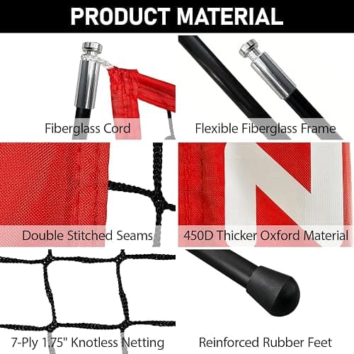 ZONLOLO 6x6ft Portable Baseball & Softball Net for Hitting，Pitching, Batting and Throwing, with Sturdy Bow Frame,Batting Tee, Ball Caddy and Strike Zone, Middel Size, Great for Kids! thumbnail 4