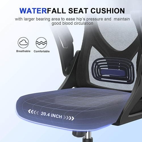 Office Chair - Ergonomic Desk Chair with Lumbar Support Headrest Adjustable, Padded Flip-up Armrests Comfy Seat Cushion High Back Executive Manager Chair For Home Office thumbnail 3