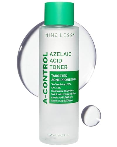 Nineless A-Control Azelaic Acid Toner with AHA & BHA - Pore Refining & Soothing Facial Toner for Acne-Prone Skin - Redness Relief & Dark Spot Corrector, Korean Skincare, 5.07 fl.oz - Image 1