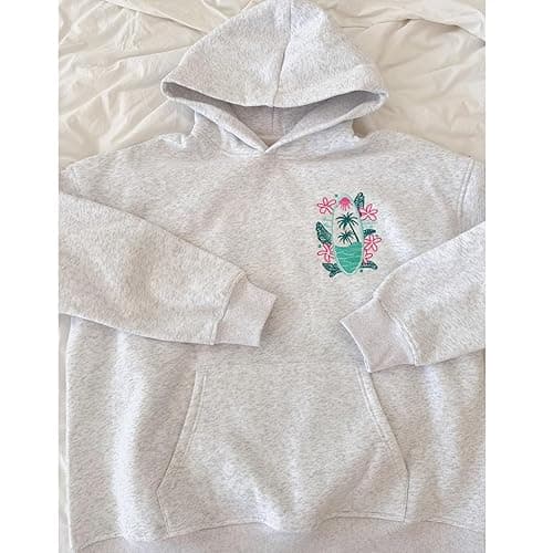 Women Preppy Embroidered Hoodies Y2K Graphic Cute Teen Girls Vintage Oversized Sweatshirt Floral Aesthetic Pullover Top thumbnail 7