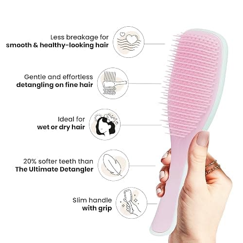 Tangle Teezer Fine & Fragile Ultimate Detangler Brush, Dry & Wet Hair Brush to Detangle & Reduce Breakage, Marshmallow Pink & Mint thumbnail 4