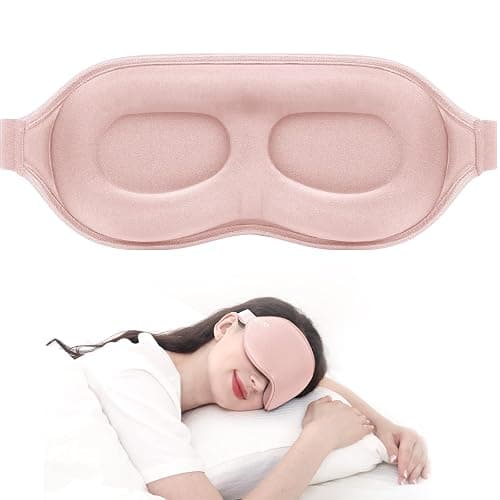 MZOO Luxury Pink Sleep Mask for Back and Side Sleeper, Completely Block Out Light Sleeping Eye Mask for Women Men, Zero Eye Pressure 3D Contoured Night Blindfold, Breathable & Soft Eye Shade Cover - P-pink - Image 1