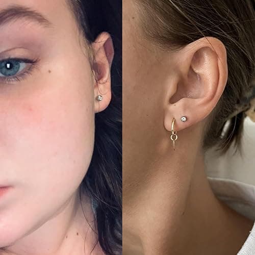 QWALIT 2 pairs Ear Piercing Kit Ear Piercing Gun Kit Self Piercing Earrings Piercing Kit Disposable Earring Gun Piercing Kit with Earring Studs Self Ear Piercing Kit at Home Screw Back Earring thumbnail 4