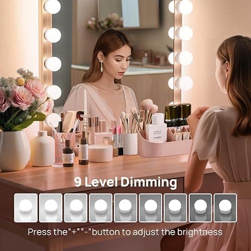 LED Vanity Lights For Mirror, Consciot Hollywood Style Vanity Lights With 10 Dimmable Bulbs, Adjustable Color & Brightness, USB Cable, Mirror Lights Stick on for Makeup Table Dressing Room Mirror thumbnail 4