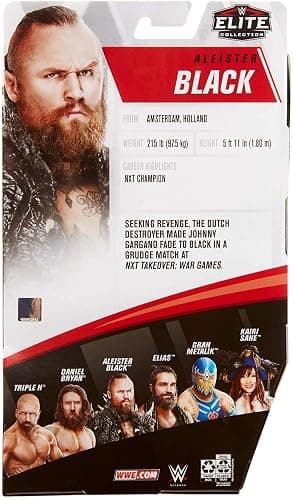 WWE Aleister Black Elite Series #73 Deluxe Action Figure with Realistic Facial Detailing, Iconic Ring Gear & Accessories thumbnail 5