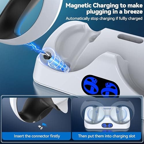 Controller Charging Dock for PS5 VR2, PSVR 2 Charging Station with VR Headset Holder Display Stand, PS VR2 Controller Charger for PSVR2 Accessories with Led Indicator, 2 Magnetic Clasp & Type-C Cable thumbnail 4