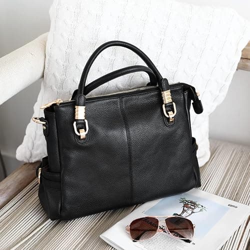 Kattee Top Handle Handbag for Women,Soft Genuine Leather Purses and Handbags Satchel Tote Shoulder Bag with Crossbody Strap thumbnail 3