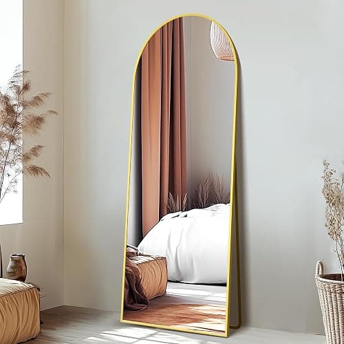 Delma Full Length Mirror, Large Floor Mirror for Wall, Bedroom, Bathroom, Living Room with Aluminium Frame (Stand, Arch 56x15-Gold) thumbnail 3