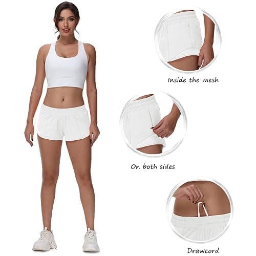 MCEDAR Women's Running Shorts Low Waisted 2.5"，Lightweight Active Workout Quick Dry Gym Athletic Sports Shorts Zip Pocket thumbnail 3