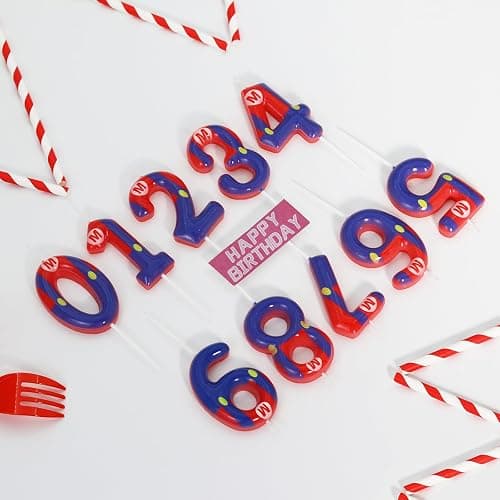 Blue Red 3 Birthday Candle for Boys Girls - Birthday Cake Decorations, Number 3 Cake Topper, Cartoon Game Themed Party Decor thumbnail 3