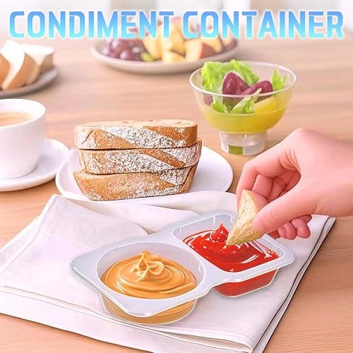 Aizzke 12Pcs Double Compartment Snack Containers with Lids, Reusable Small Sauce Dipping Containers, Grab and Go Snack Box for Kids & Adults thumbnail 2