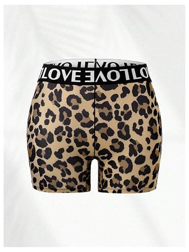 SOLY HUX Women's Leopard Boxer Panties Letter Print High Waisted Boyshort Panty Underwear thumbnail 6