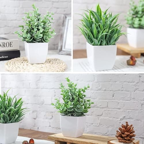 Der Rose 2 Pack Small Fake Plants Mini Artificial Potted Plants for Table Desk Home Laundry Room Bathroom Office Decor thumbnail 4