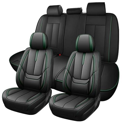AutoSeatCovers Seat Covers for 95% of Subaru 2000-2024 Full Set/Black-Green | Premium Faux Leather Seat Cover Breathable Waterproof Sports Drive in Style,Easy to Install Seat Covers - Image 1