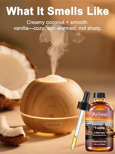 Coconut Vanilla Essential Oil 4fl.Oz - Essential Oils for Diffusers for Home & Aromatherapy - Vanilla Oil for Diffuser, Scented Oils for DIY Soap, Candle Making thumbnail 4