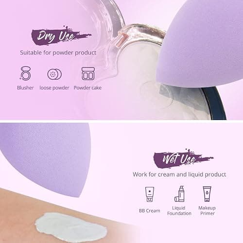 BEAKEY Makeup Sponge 5 Pack, Latex-Free Makeup Sponges for Foundation | Soft, Low-absorption Blenders, for Liquid Cream Powder and Concealer, Wet or Dry Use, Multi-colored Boun Boun Beauty Sponge thumbnail 4