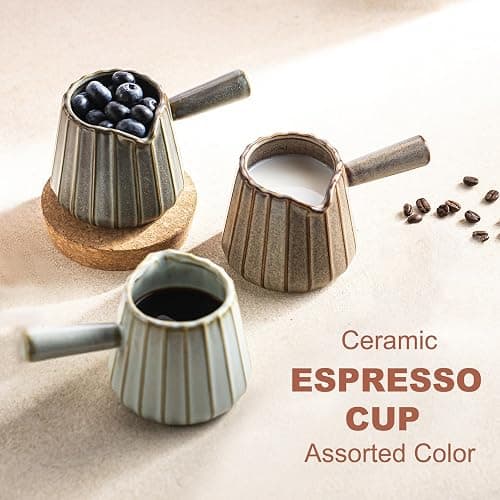 YHOJOY Espresso Cup, Ceramic Espresso Measuring Cup with Handle, Expresso Shots Cups with Spout, Espresso Accessories, 200ML/6 OZ, Dark Agate Red thumbnail 3